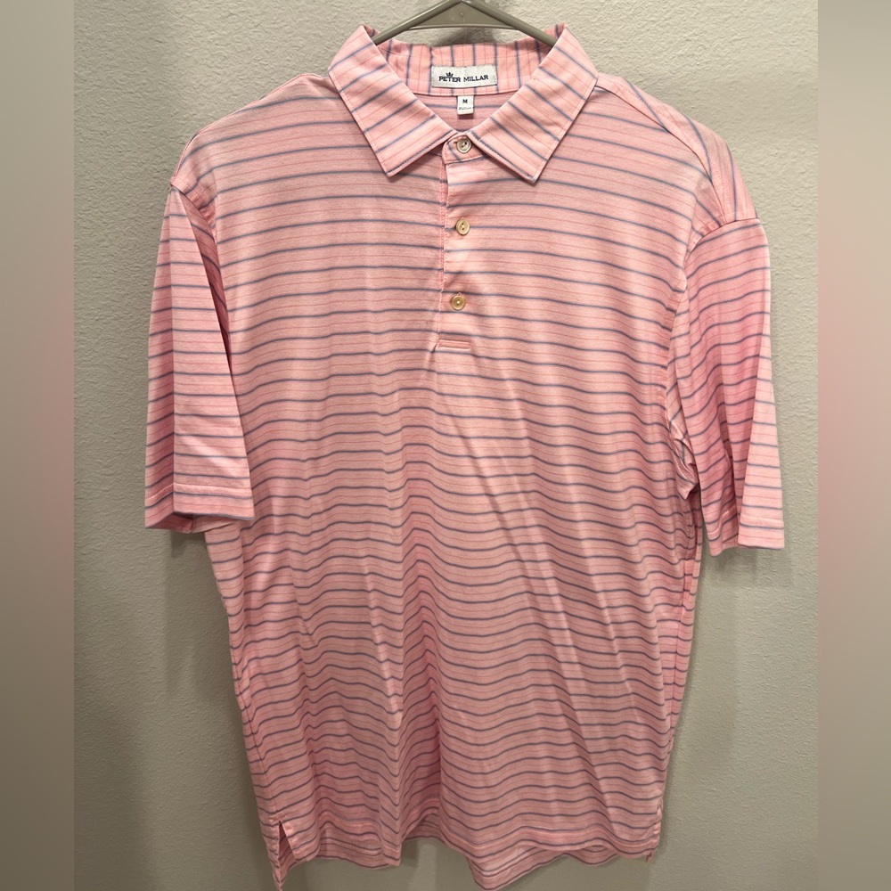 Peter Millar Pink Striped Polo Shirt